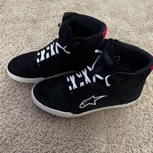 Alpinestars “Chrome” Black Suede High-Tops with White and Red Details